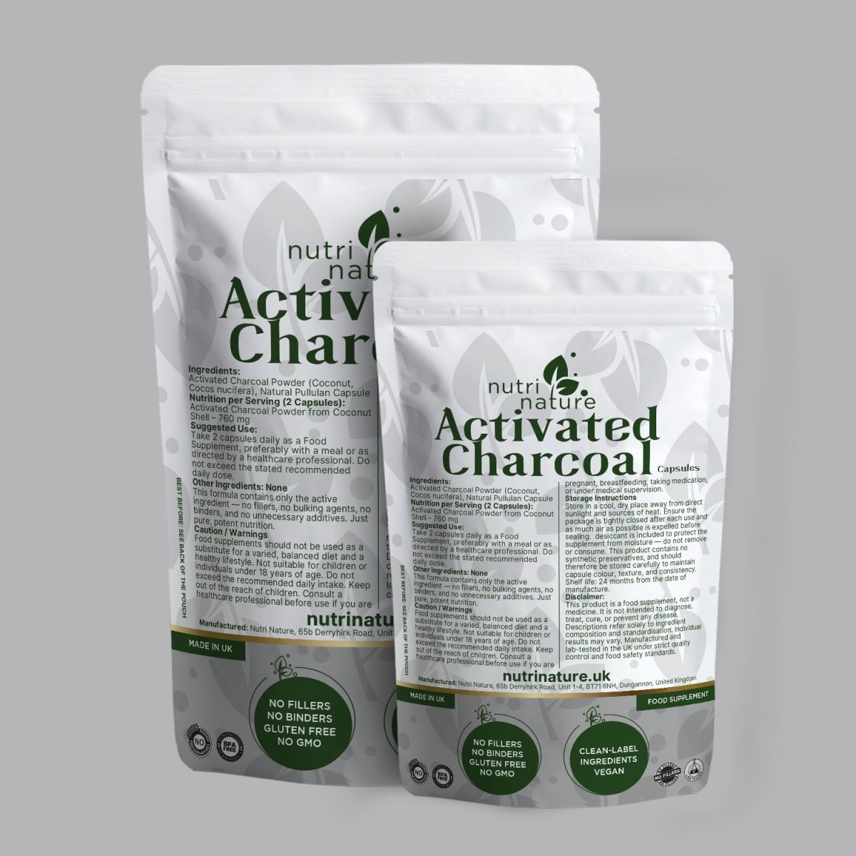 Activated Charcoal sources from natural coconut shells 760mg - nutrinature
