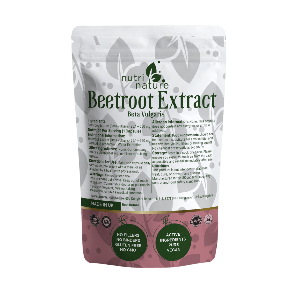 Beetroot Extract – Clean Label Capsules 550mg - nutrinature