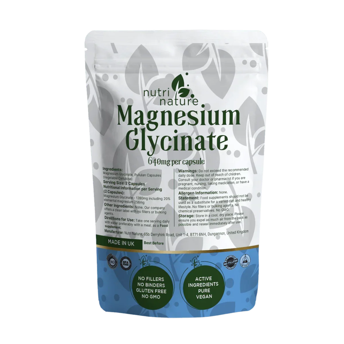 Magnesium Glycinate contains 30% elemental magnesium - nutrinature