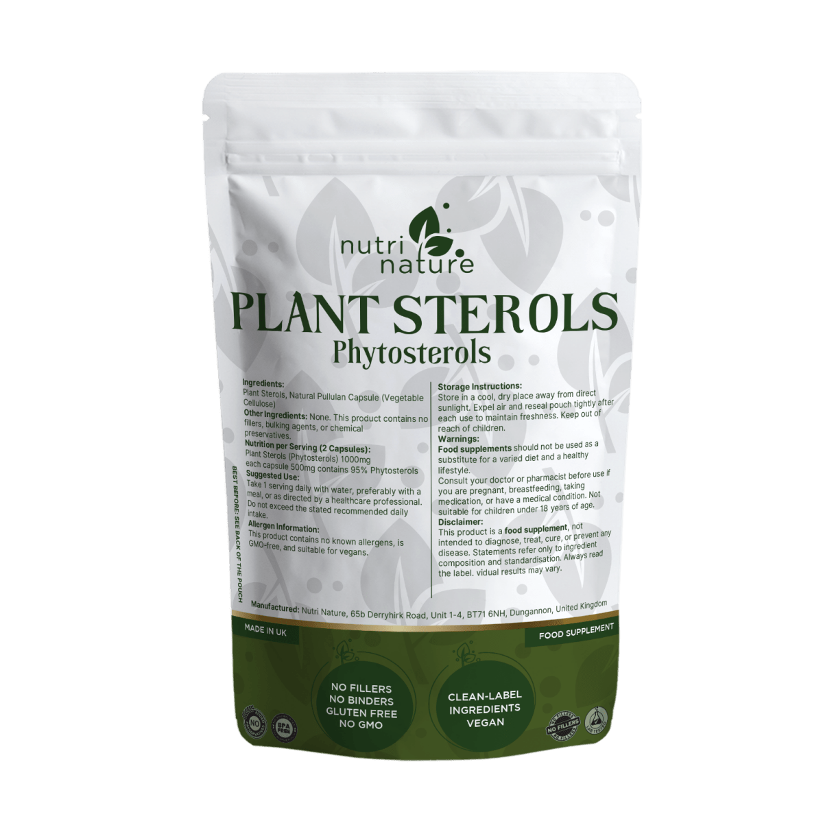 Plant Sterols Phytosterols Vegan Capsules - nutrinature