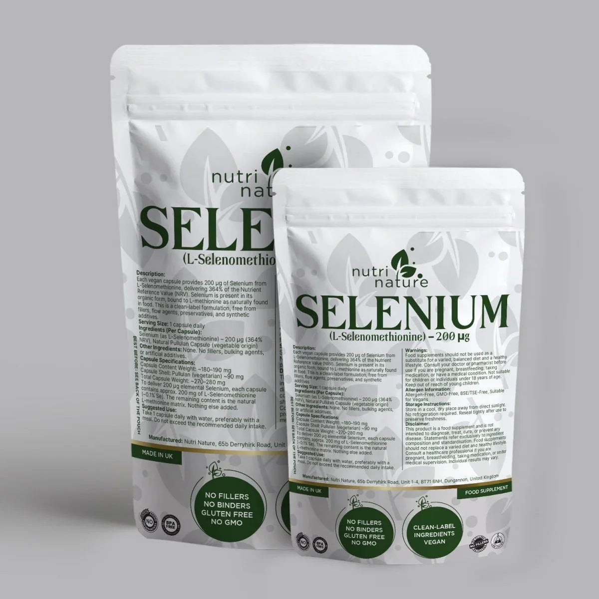 Selenium 200 µg – L-Selenomethionine – Clean Label – Vegan Capsules - nutrinature