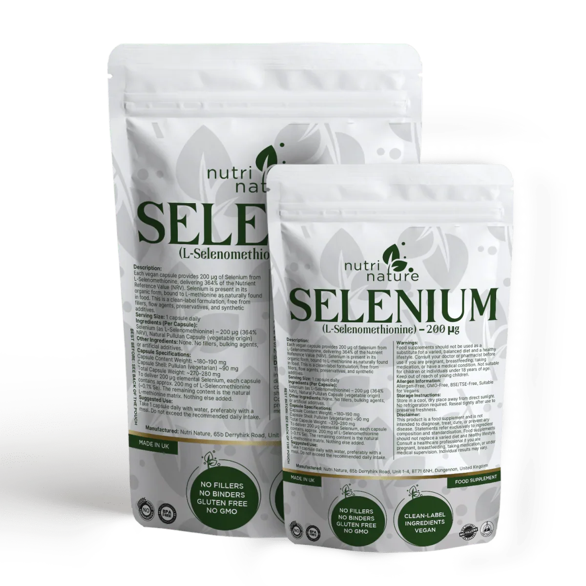 Selenium 200 µg – L-Selenomethionine – Clean Label – Vegan Capsules - nutrinature