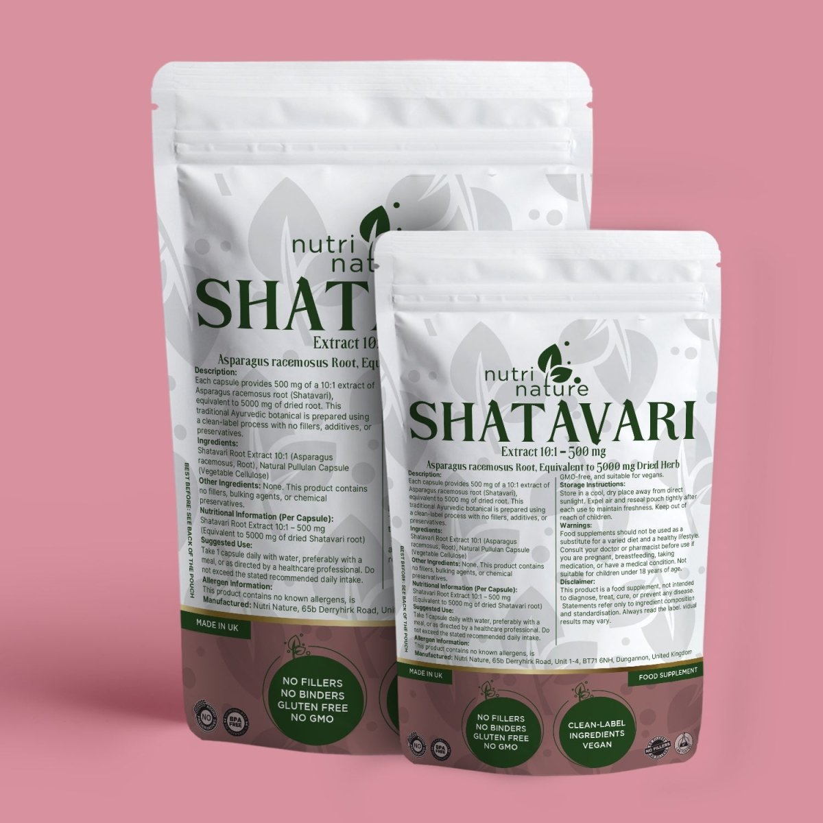 Shatavari Root Capsules 500mg – Traditional Botanical – Clean Label Vegan Capsules - nutrinature