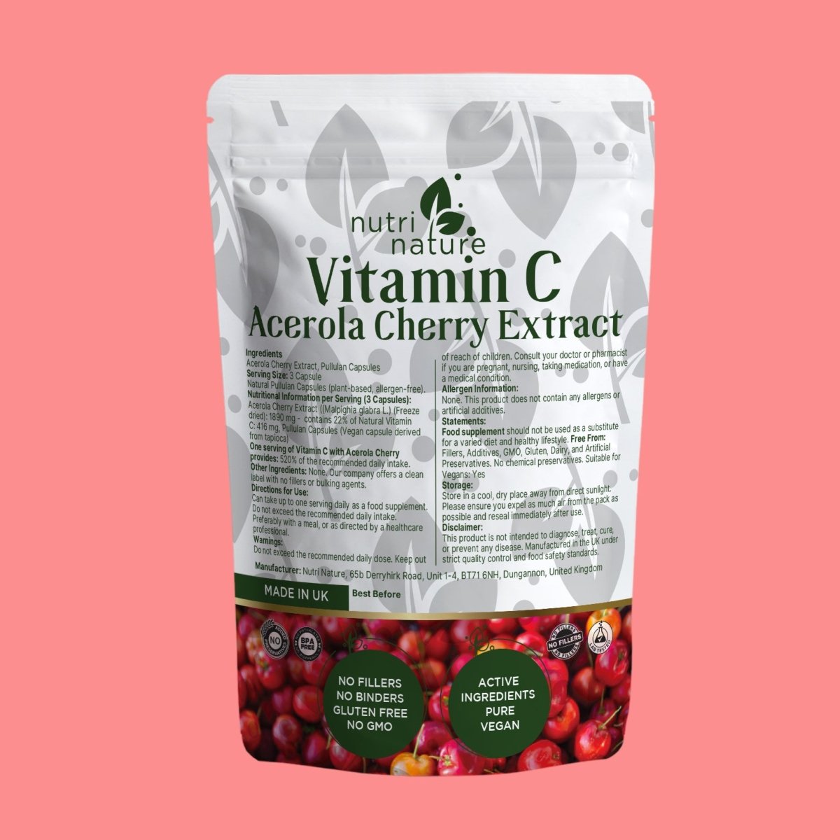 Vitamin C Acerola Cherry Extract Capsules - nutrinature