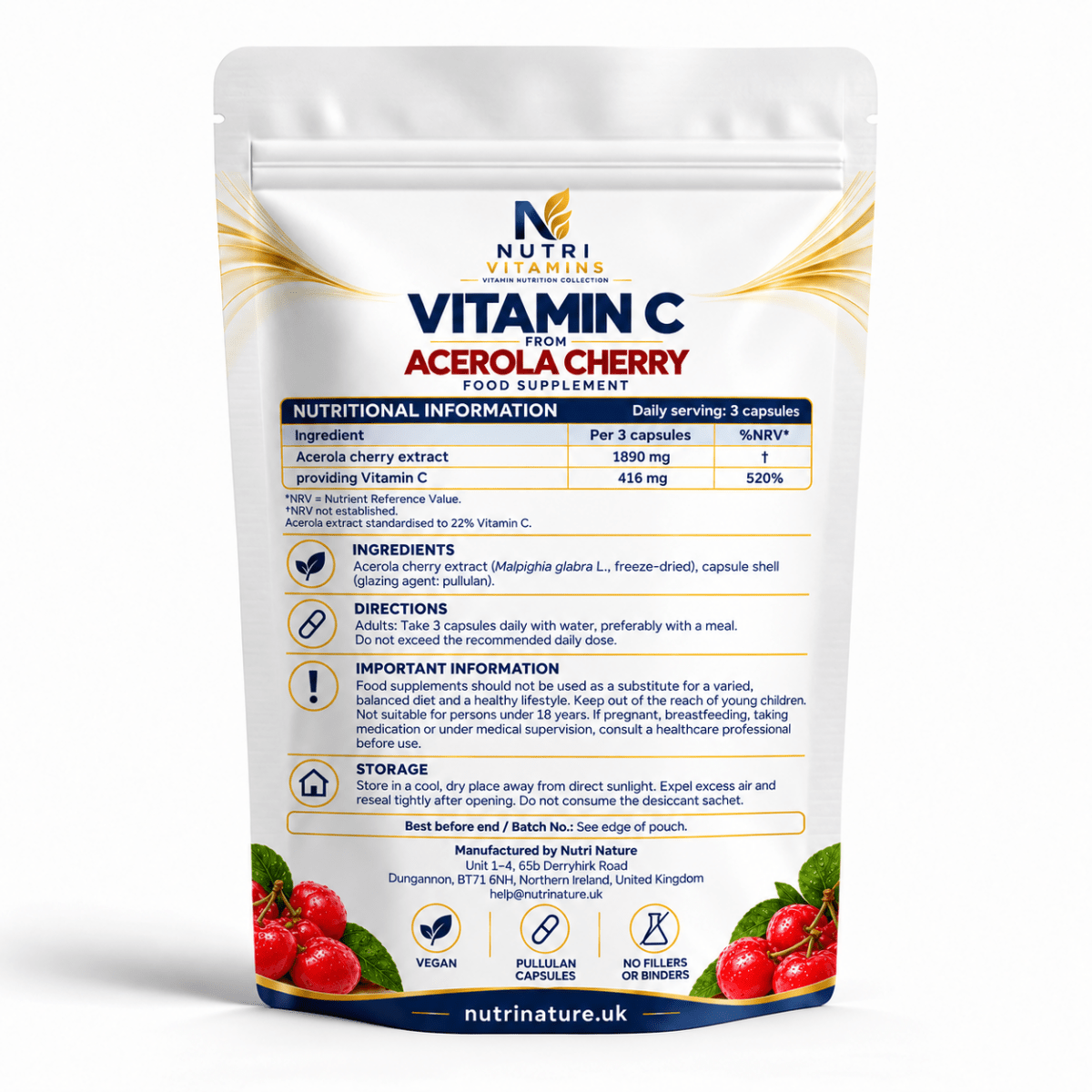 Vitamin C from Acerola Cherry Extract 22% - nutrinature