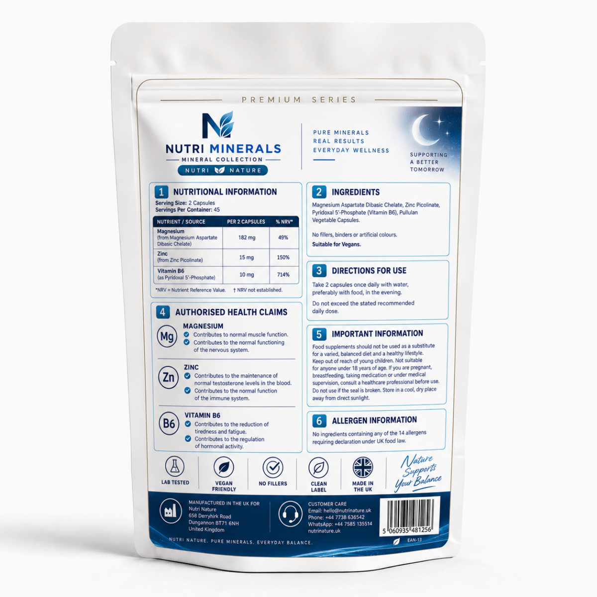 ZMB Complex – Zinc, Magnesium & Vitamin B6 P-5-P – 90 Vegan Capsules - nutrinature