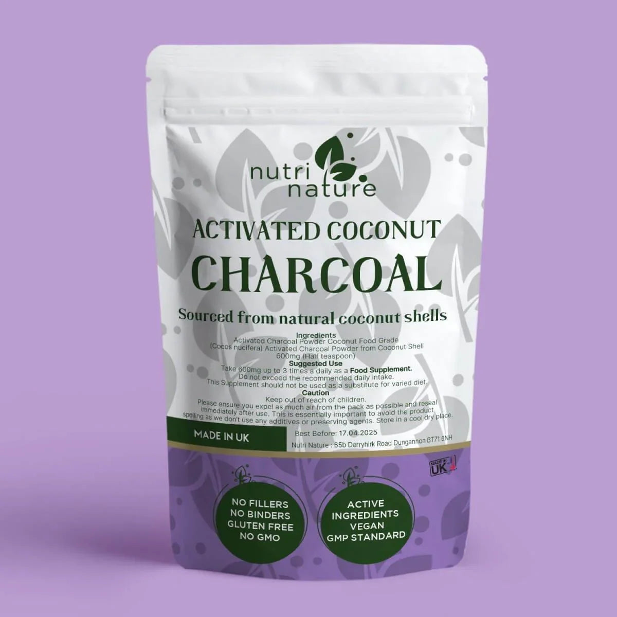 Activated Charcoal sources from natural coconut shells 760mg - nutrinature