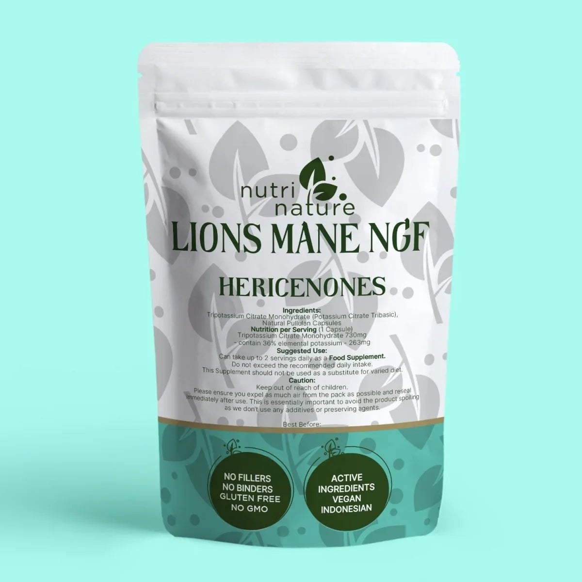 Lion’s Mane Mushroom Extract – 40% Beta Glucans, 50% Polysaccharides Triterpenes (naturally occurring)(Fruiting Body, Water-Extracted) - nutrinature
