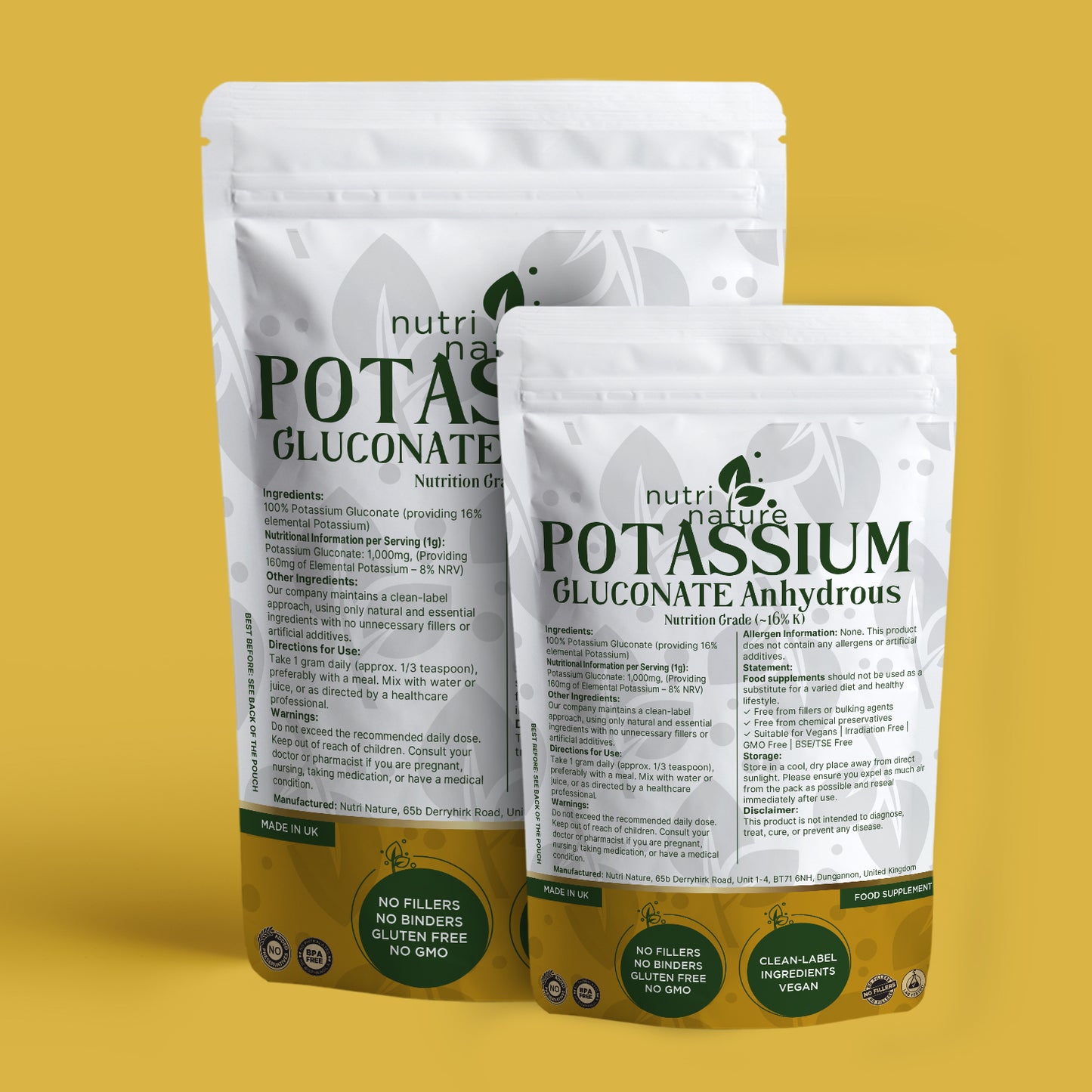 Potassium Gluconate 250g – Natural Vegan Supplement