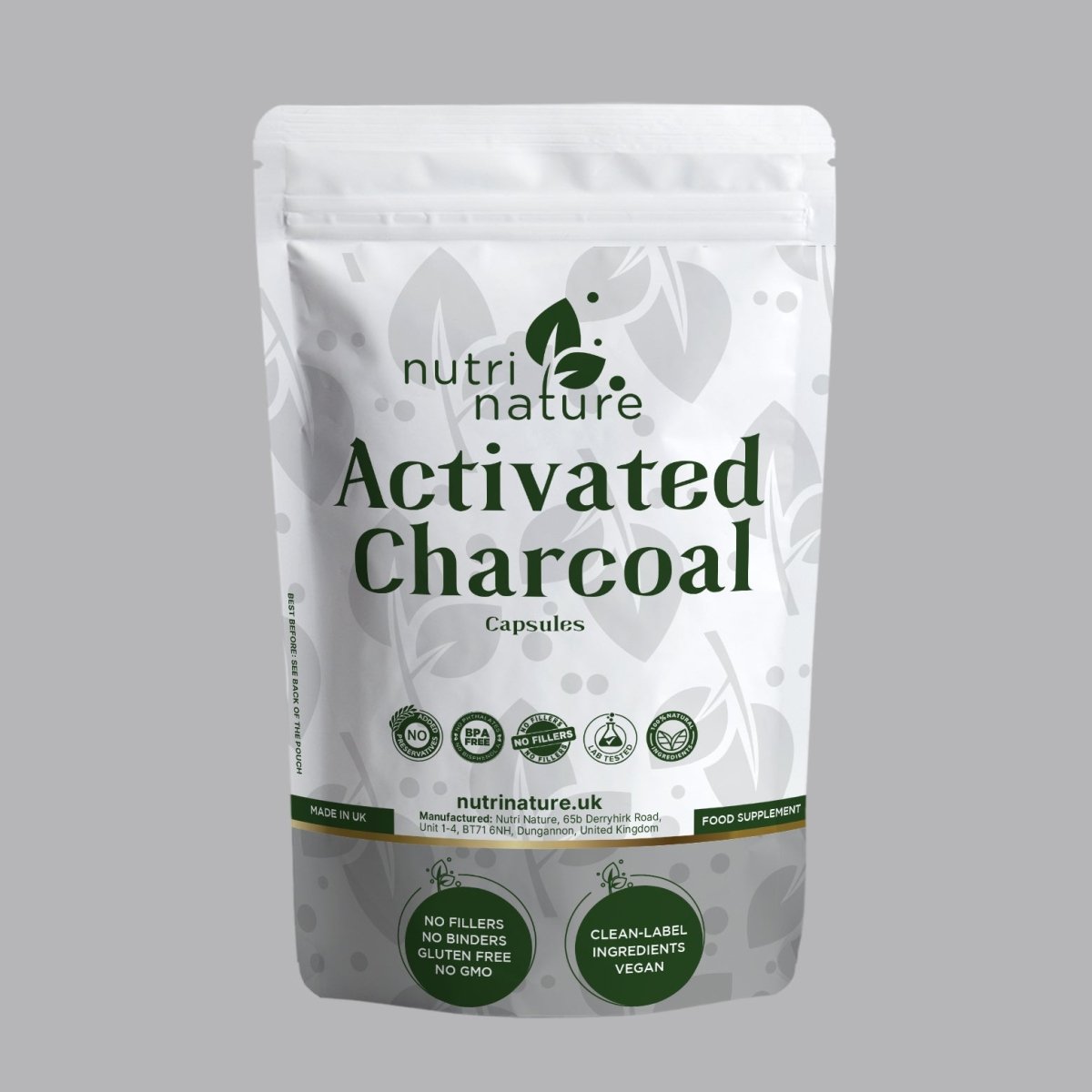 Activated Charcoal sources from natural coconut shells 760mg - nutrinature