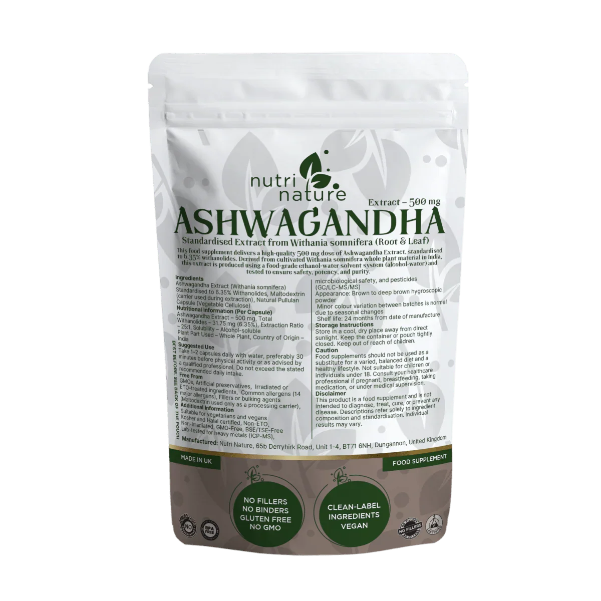 Ashwagandha 500mg Extract - nutrinature