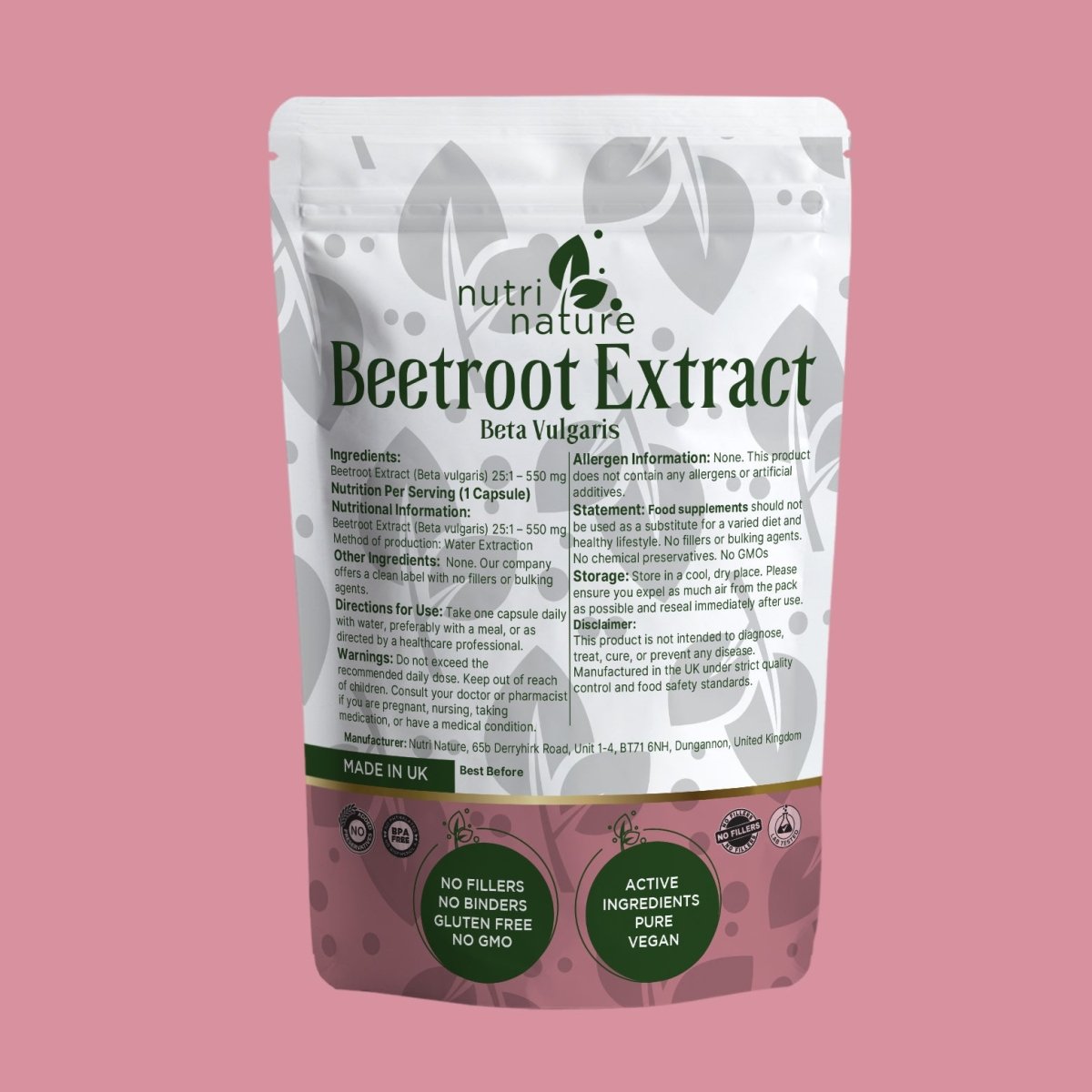 Beetroot Extract – Clean Label Capsules 550mg - nutrinature