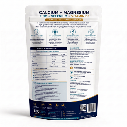 Calcium Magnesium Zinc Selenium Vitamin D3 | Advanced Mineral Complex - nutrinature