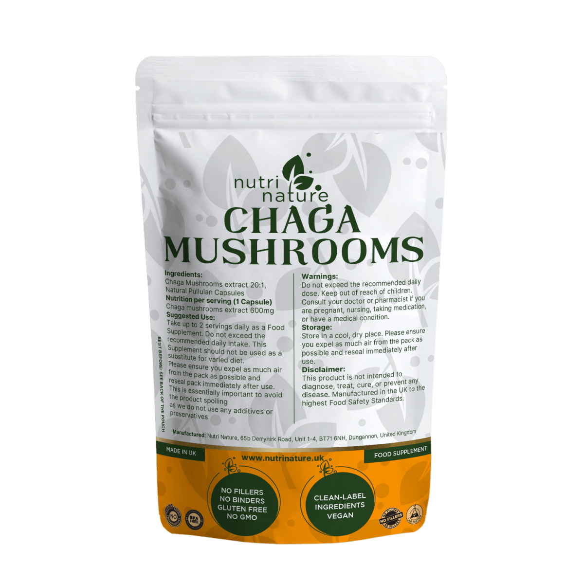 Chaga Mushroom 600mg - nutrinature