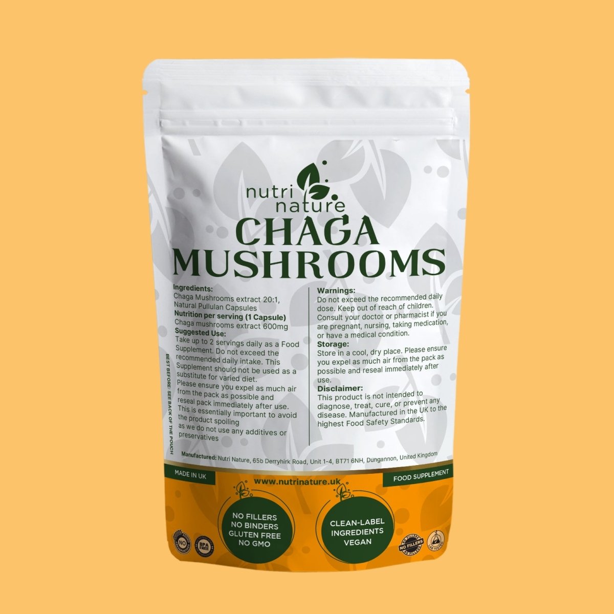 Chaga Mushroom 600mg - nutrinature