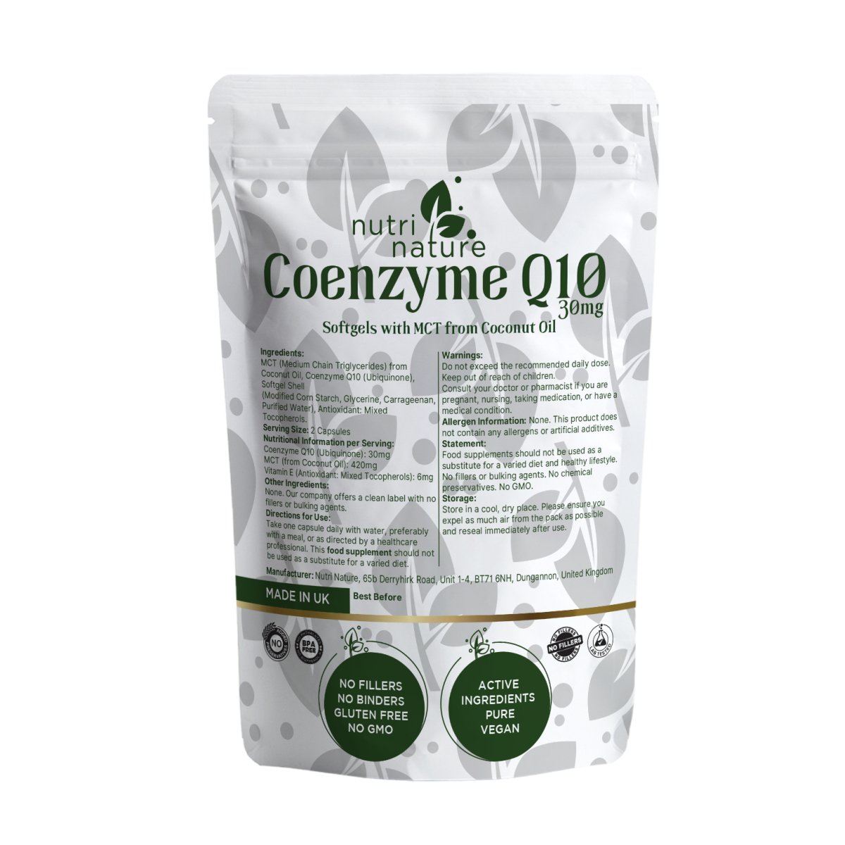 Coenzyme Q10 Ubiquinone Softgels - nutrinature