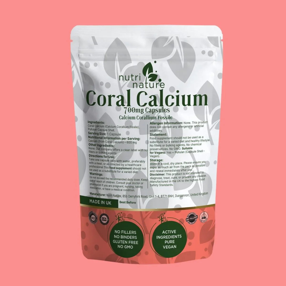 Coral Calcium – Natural Source of Calcium from Fossilized Coral (700 mg) - nutrinature