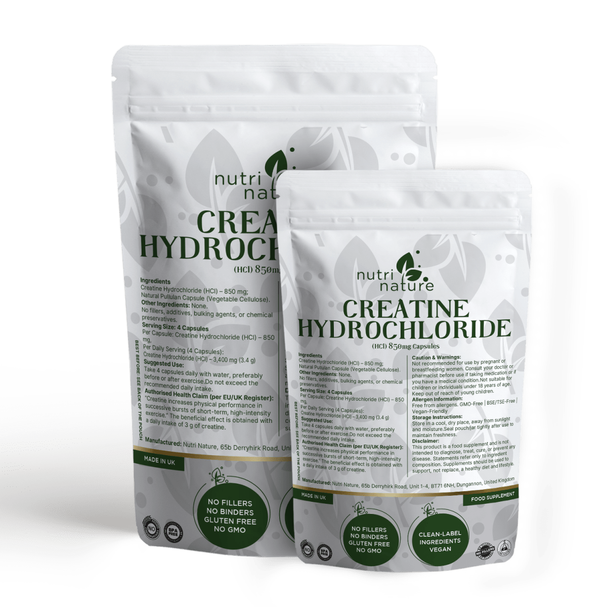 Creatine Hydrochloride (HCl) 850 mg Per Capsule - nutrinature
