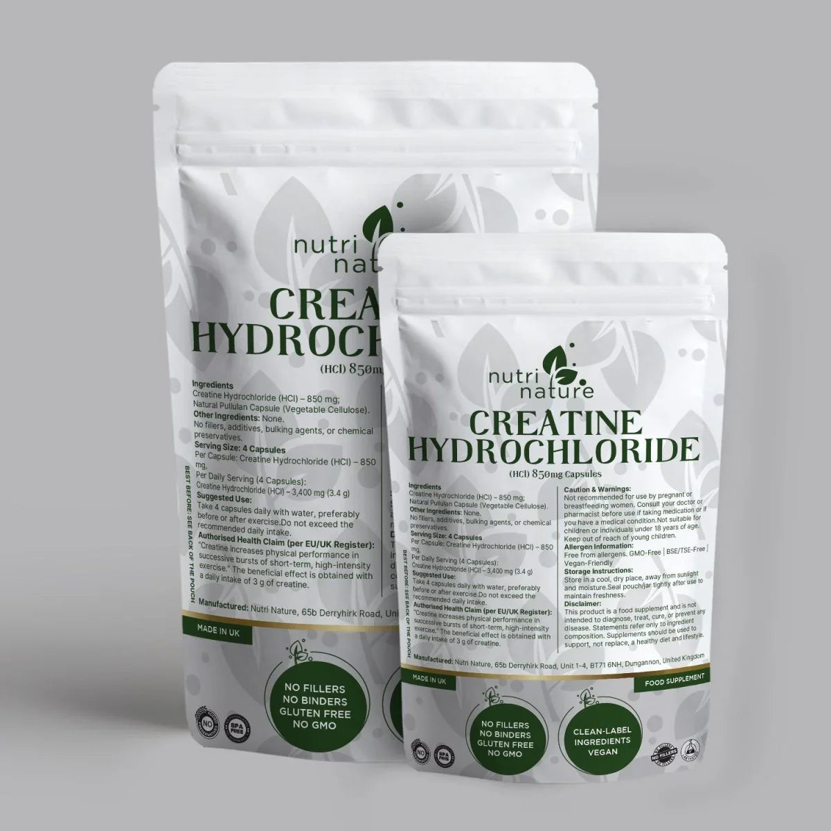 Creatine Hydrochloride (HCl) 850 mg Per Capsule - nutrinature
