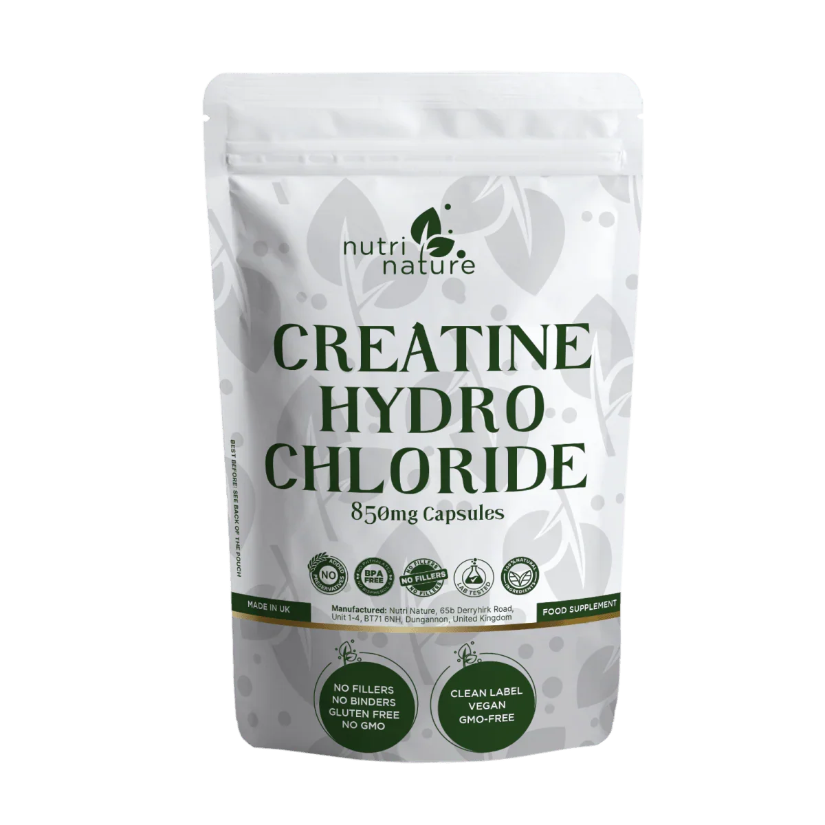 Creatine Hydrochloride (HCl) 850 mg Per Capsule - nutrinature