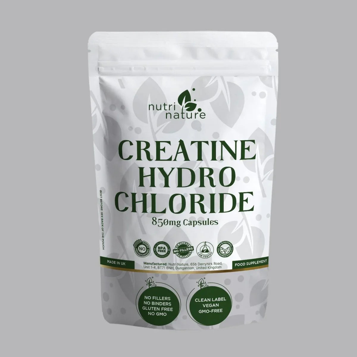 Creatine Hydrochloride (HCl) 850 mg Per Capsule - nutrinature