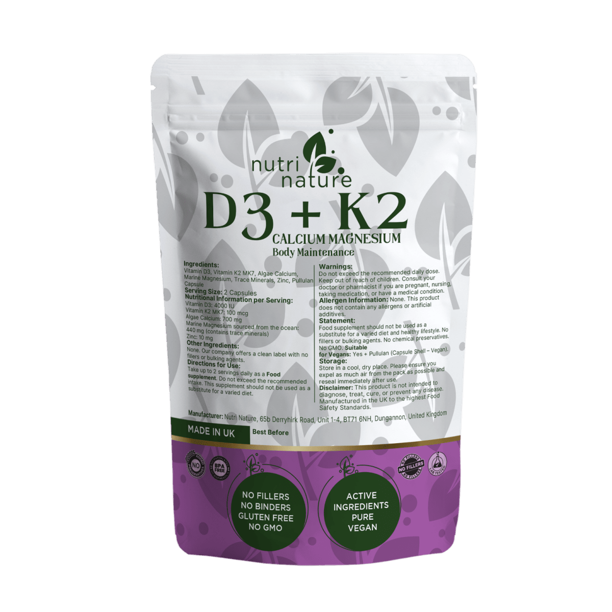 D3 K2 Calcium Magnesium Zinc - nutrinature