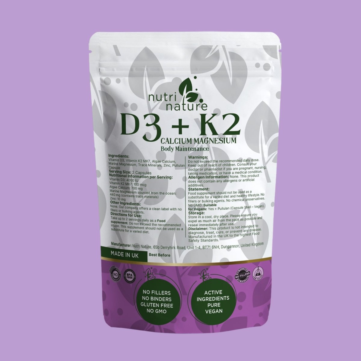 D3 K2 Calcium Magnesium Zinc - nutrinature