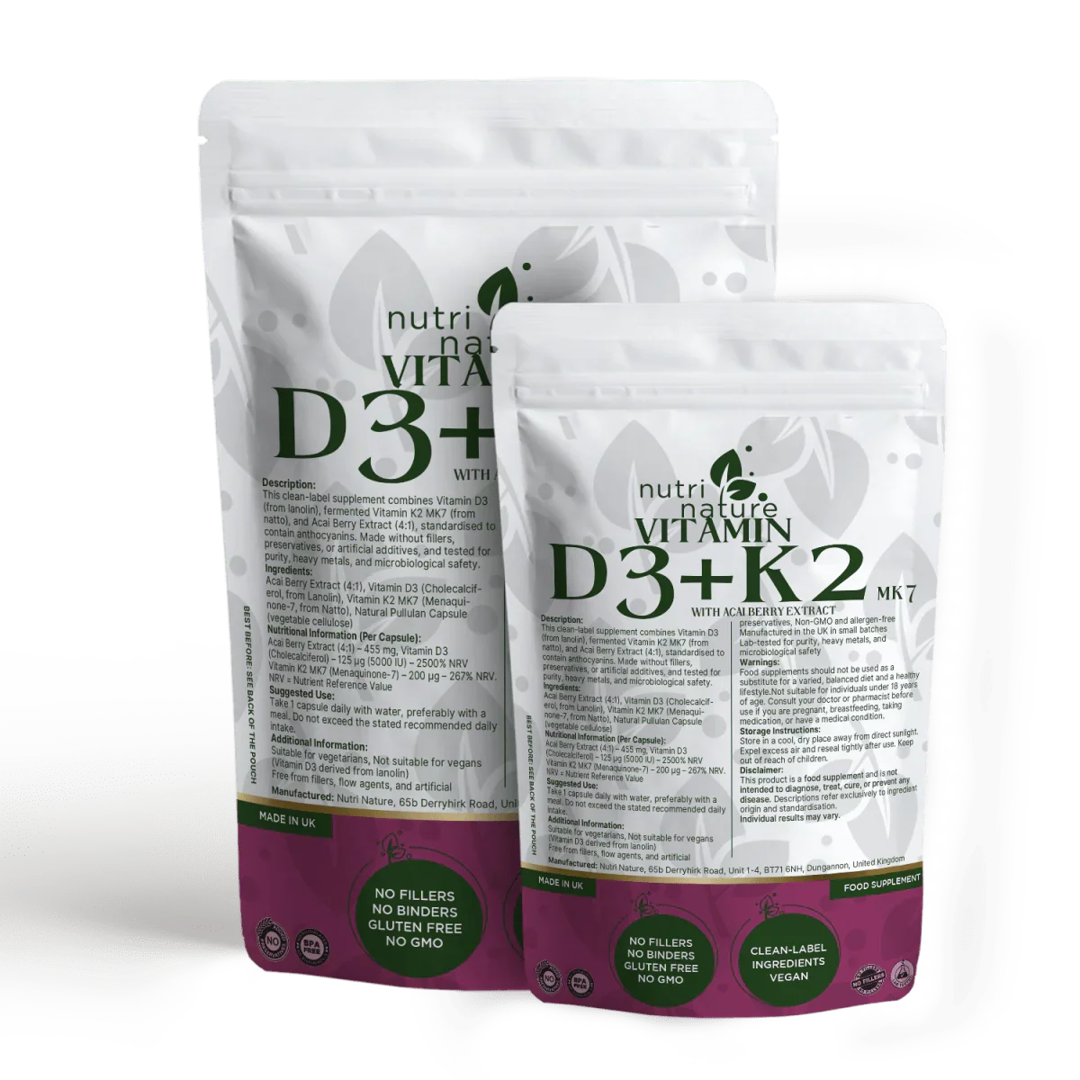 D3+K2 MK-7 5000IU with Acai Berry 455mg - nutrinature