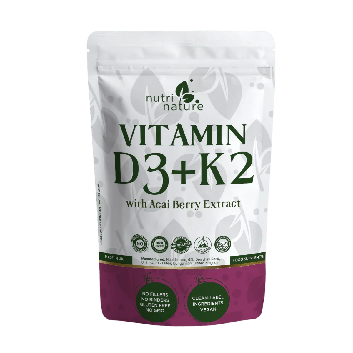 D3+K2 MK-7 5000IU with Acai Berry 455mg - nutrinature
