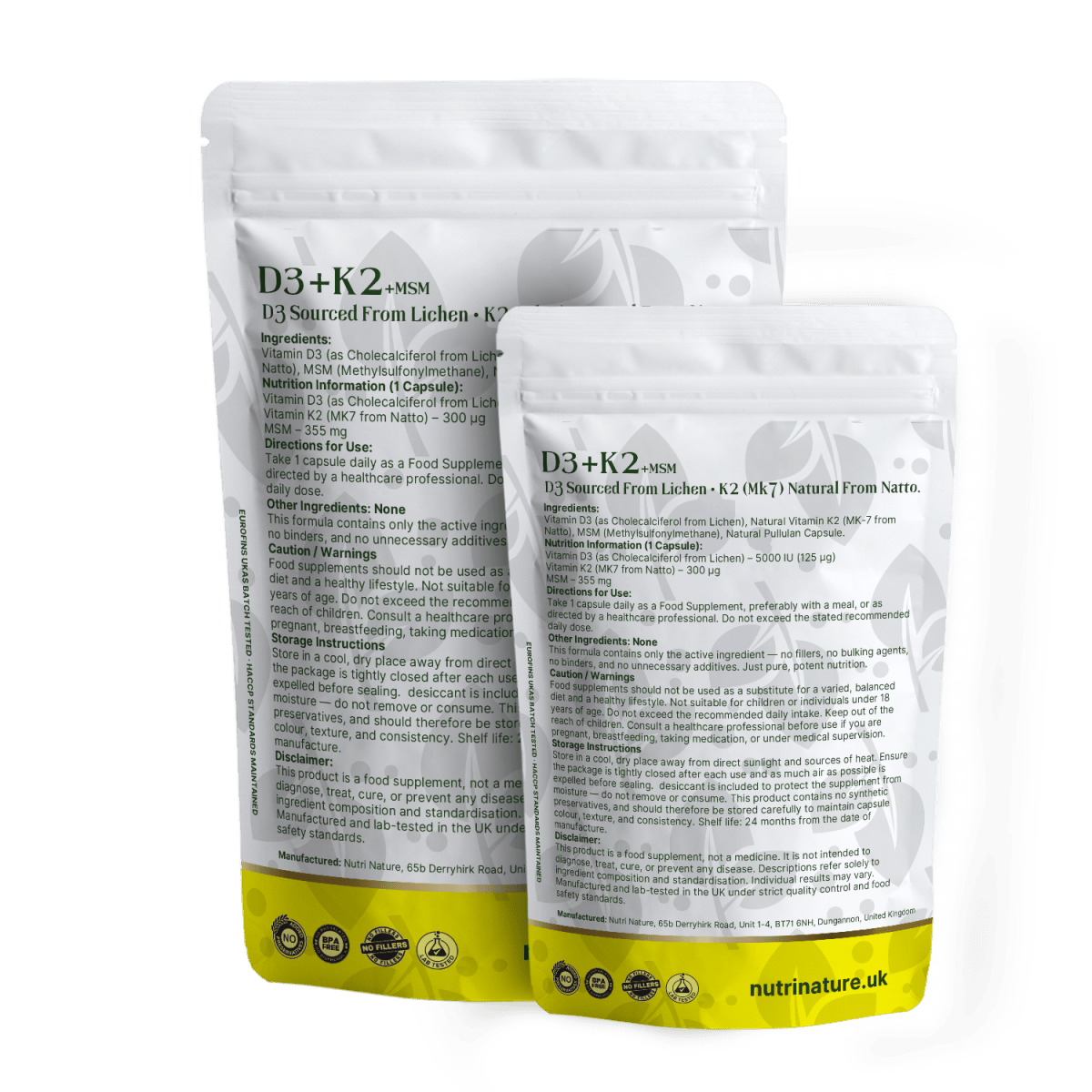 D3 + K2 MK - 7 + MSM 5000IU 655mg - nutrinature