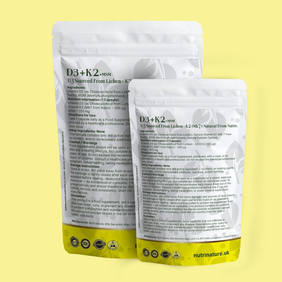 D3 + K2 MK - 7 + MSM 5000IU 655mg - nutrinature