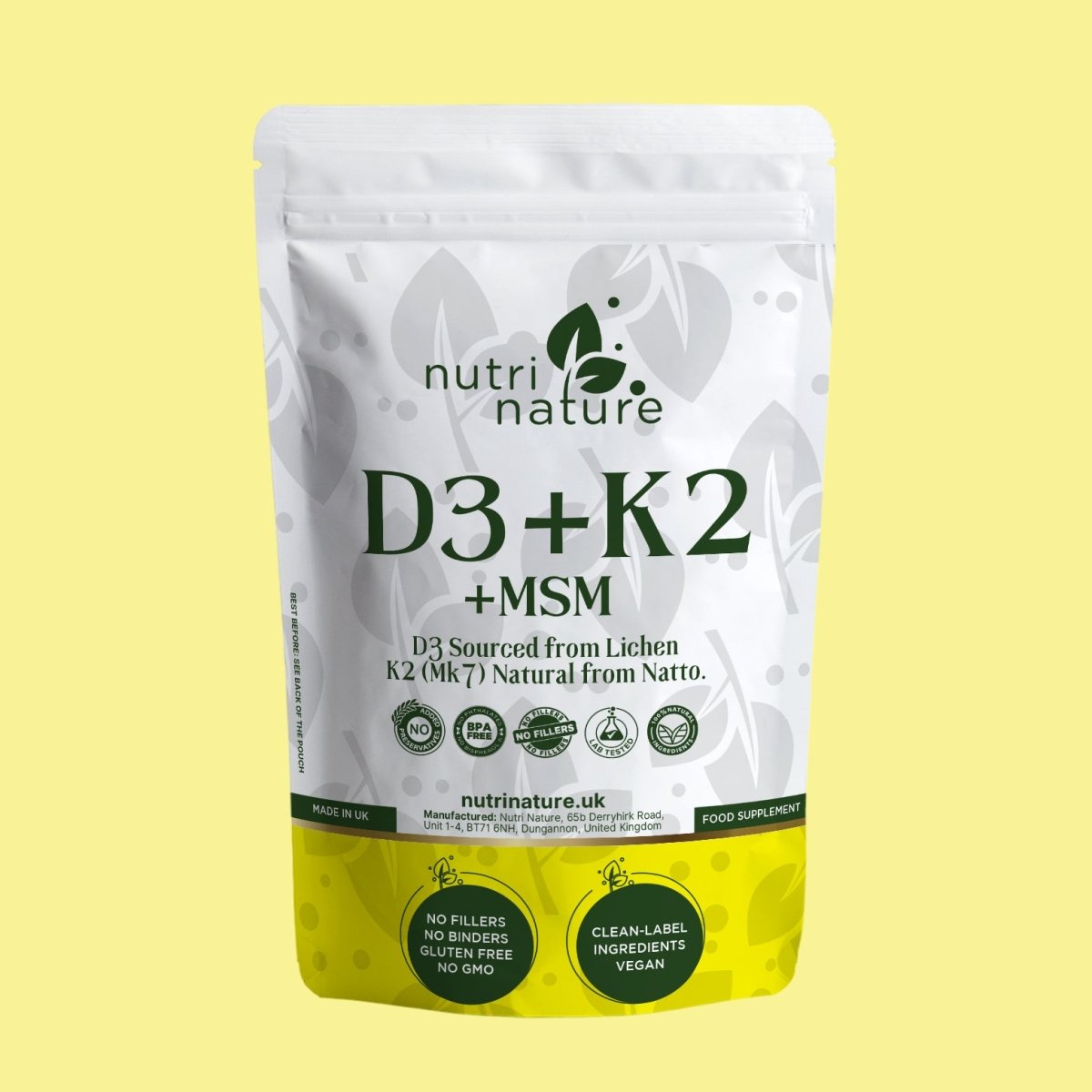 D3 + K2 MK - 7 + MSM 5000IU 655mg - nutrinature