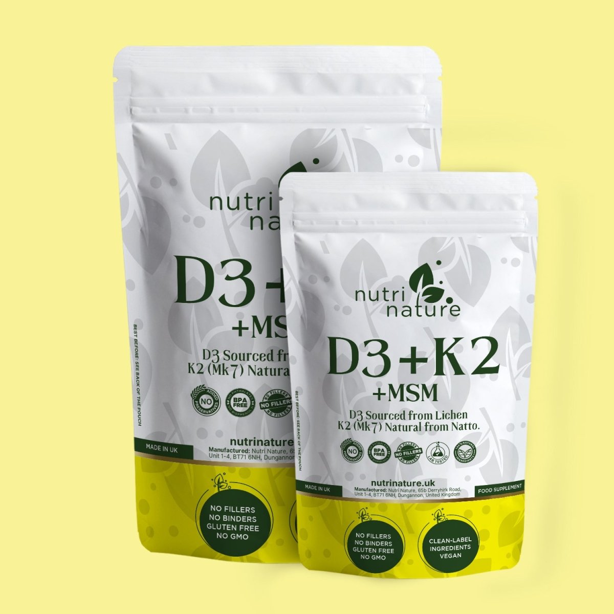 D3 + K2 MK - 7 + MSM 5000IU 655mg - nutrinature