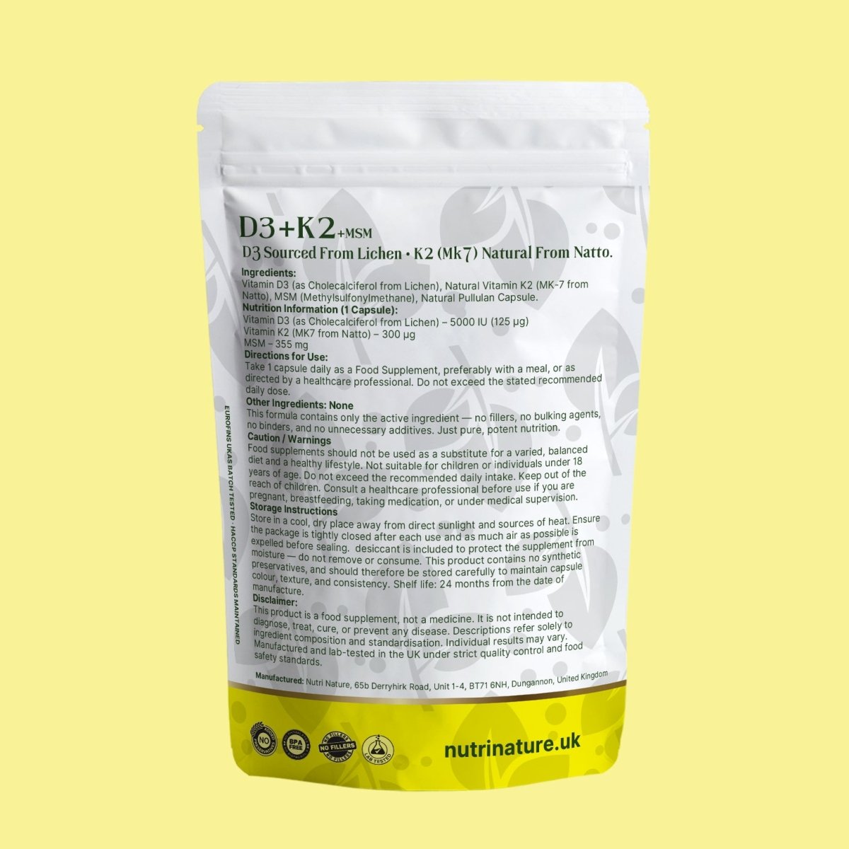 D3 + K2 MK - 7 + MSM 5000IU 655mg - nutrinature