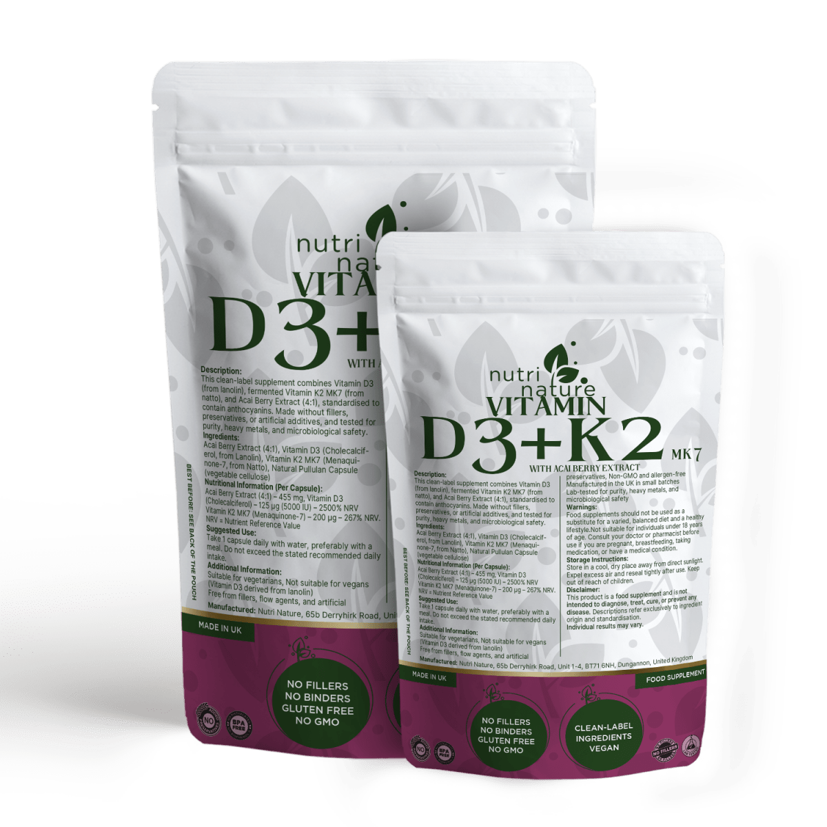 D3+K2 MK - 7 5000IU with Acai Berry 455mg - nutrinature