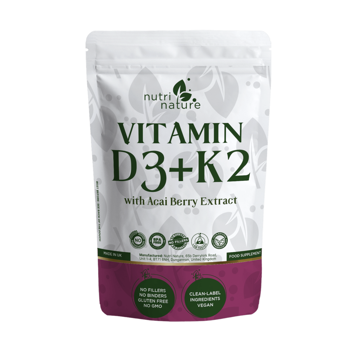 D3+K2 MK - 7 5000IU with Acai Berry 455mg - nutrinature