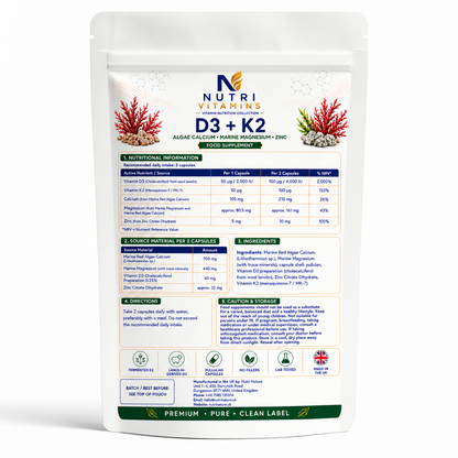 D3 + K2 Algae Calcium, Marine Magnesium & Zinc
