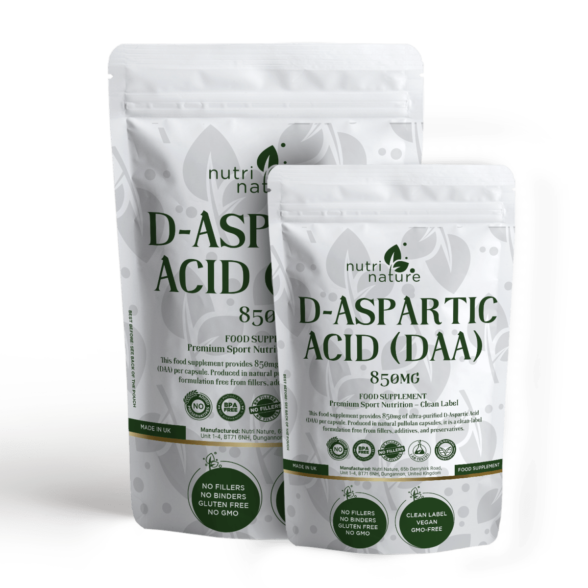 DAA D Aspartic Acid 850mg - nutrinature