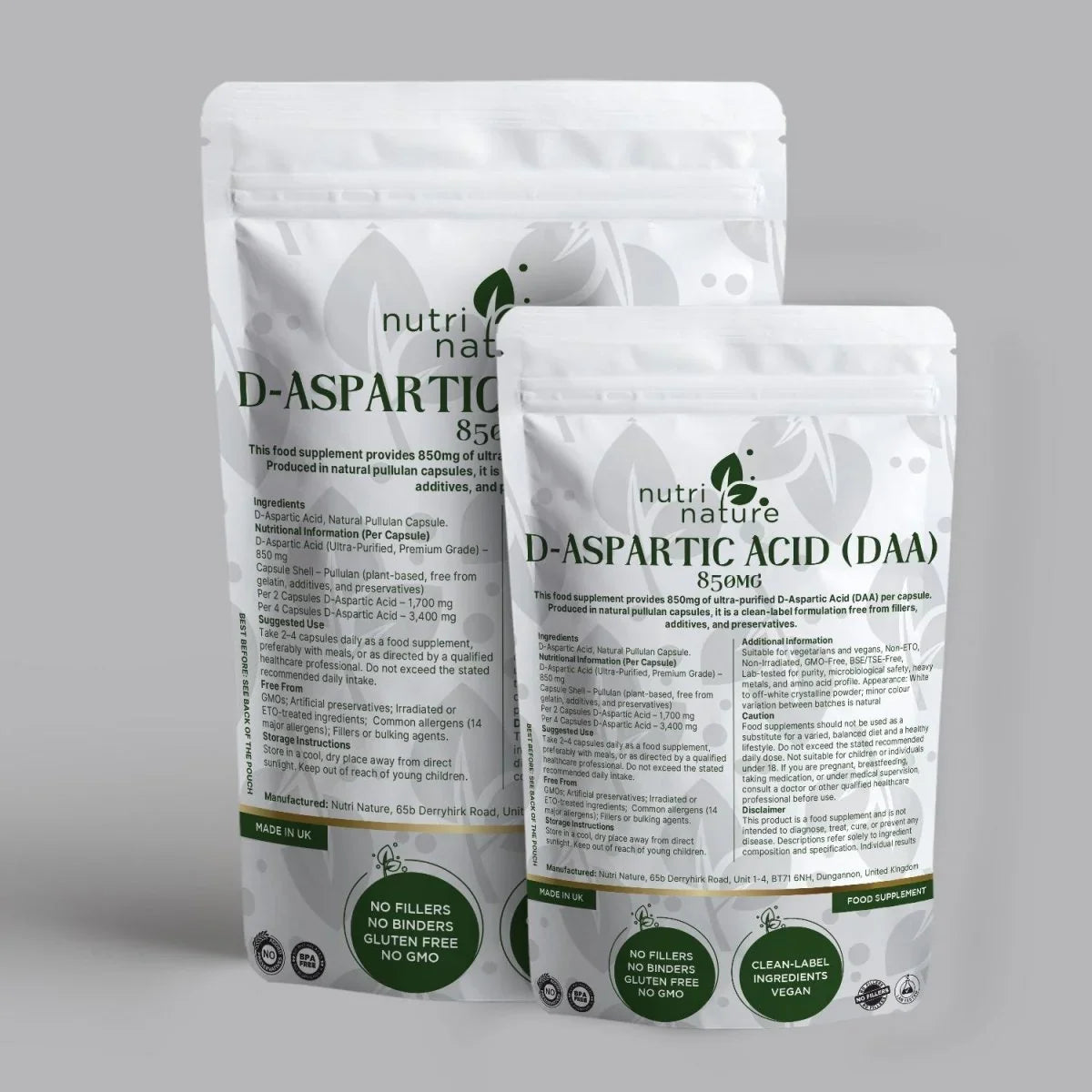 DAA D Aspartic Acid 850mg - nutrinature
