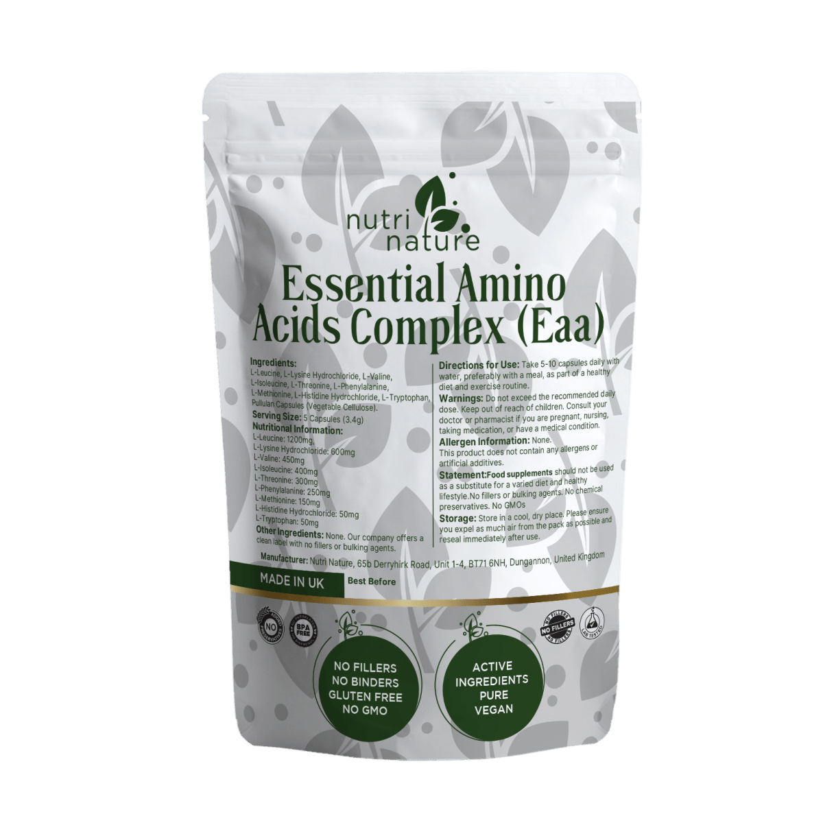 Essential Amino Acids (EAA) in Capsules - nutrinature