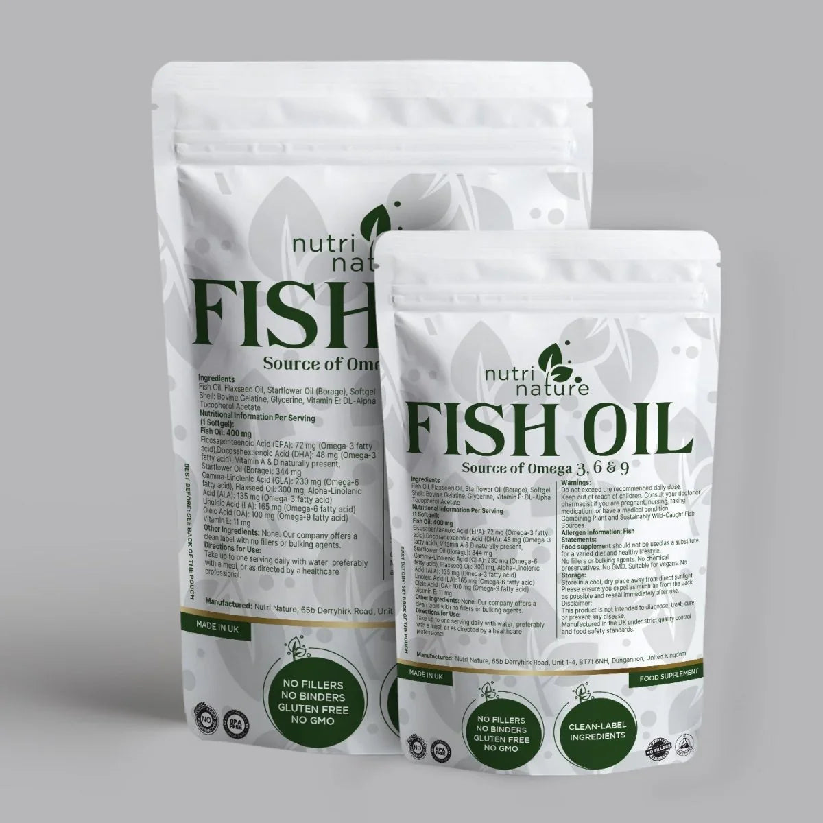 Fish Oil Softgels Omega 3, 6 & 9 Vitamin E .EPA, ALA, DHA, LA, OA, GLA - nutrinature