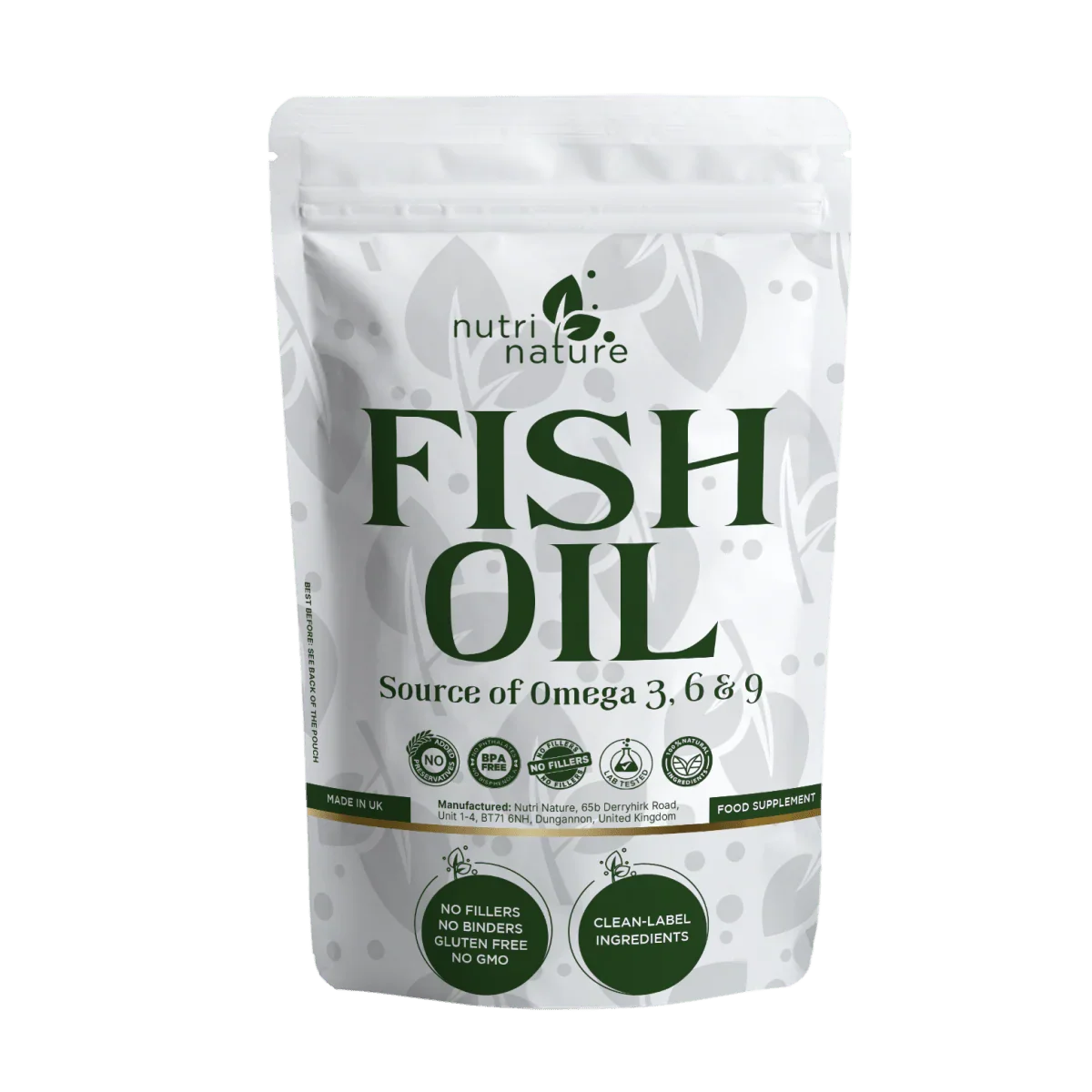 Fish Oil Softgels Omega 3, 6 & 9 Vitamin E .EPA, ALA, DHA, LA, OA, GLA - nutrinature