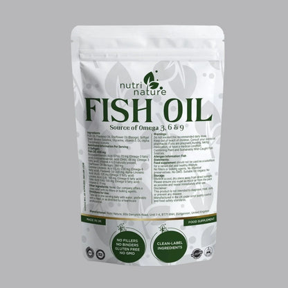 Fish Oil Softgels Omega 3, 6 & 9 Vitamin E .EPA, ALA, DHA, LA, OA, GLA - nutrinature