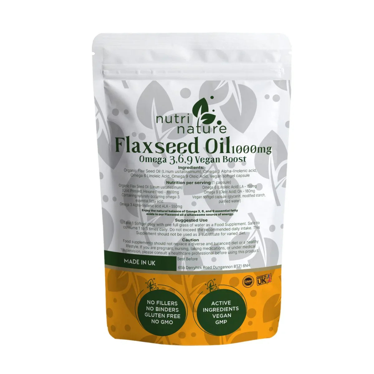 Flaxseed Oil 1000mg Omega 3, 6, 9 - nutrinature