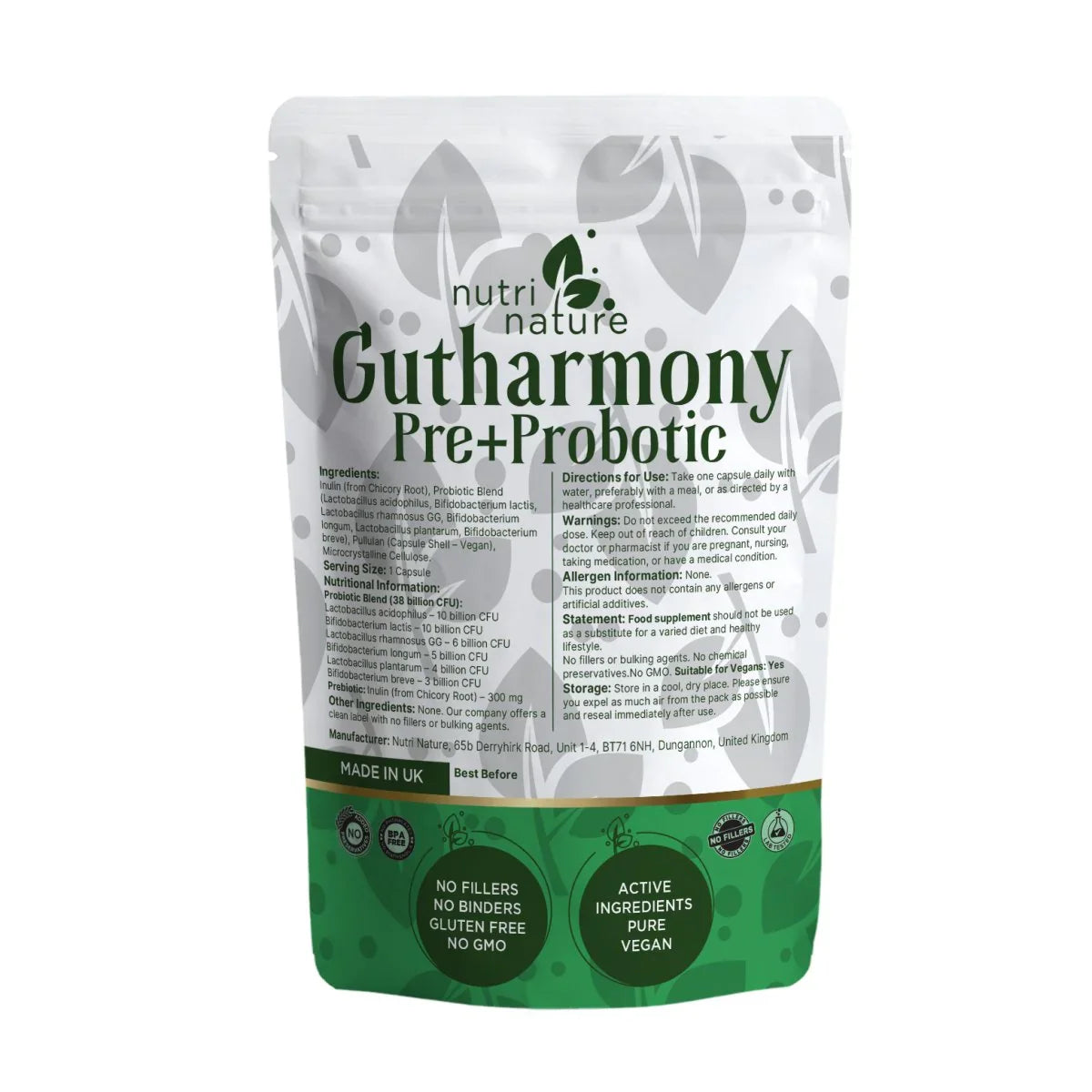 GUTHARMONY Live Cultures + Prebiotic Blend - nutrinature