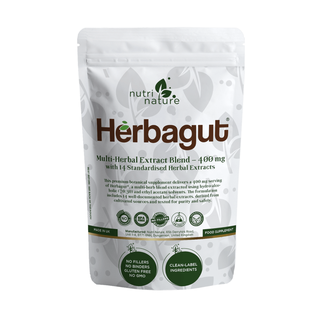 Herbagut® – Multi - Herbal Extract Blend – 400 mg - nutrinature