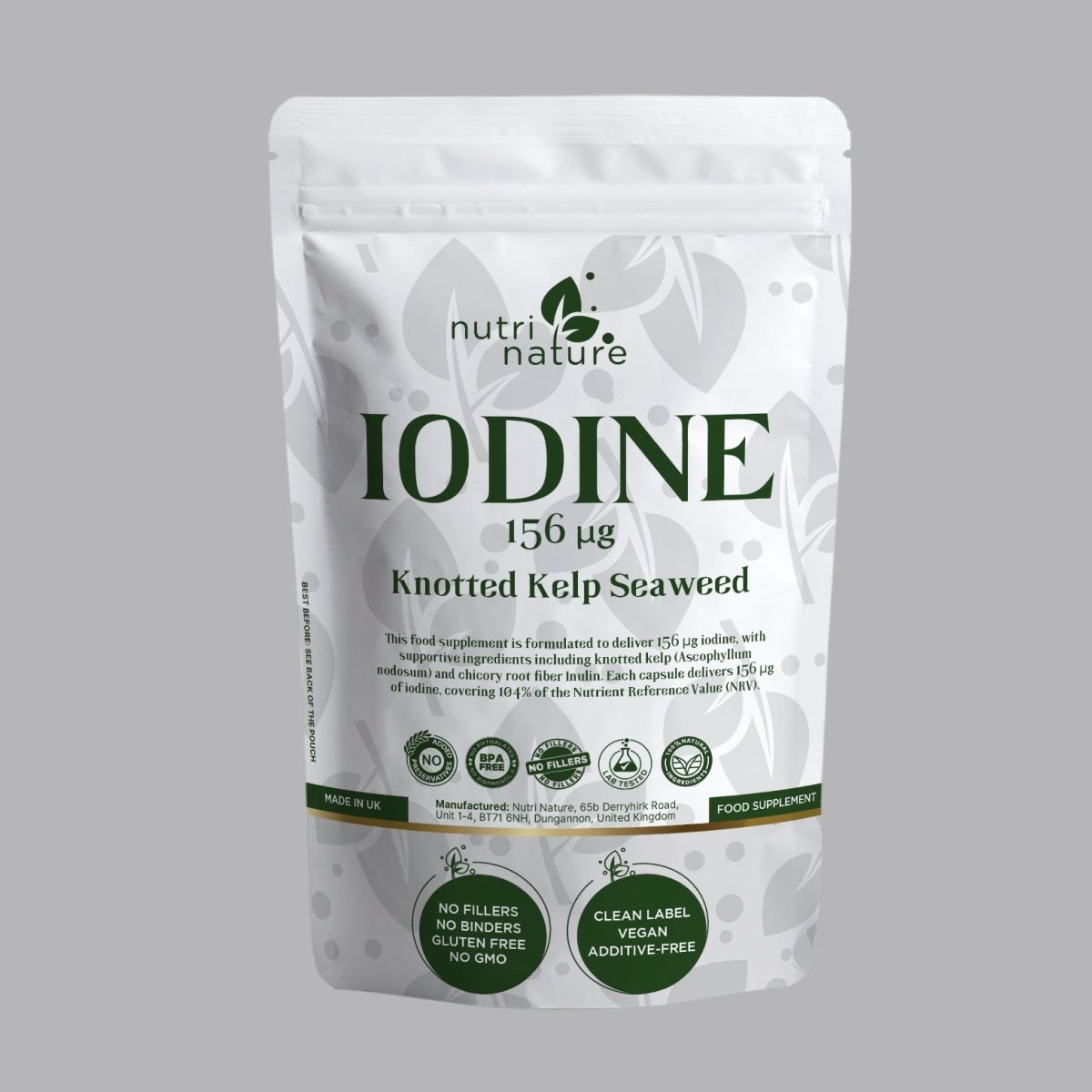 Iodine 156 µg (Knotted Kelp Seaweed) – Natural Vegan Food Supplement - nutrinature