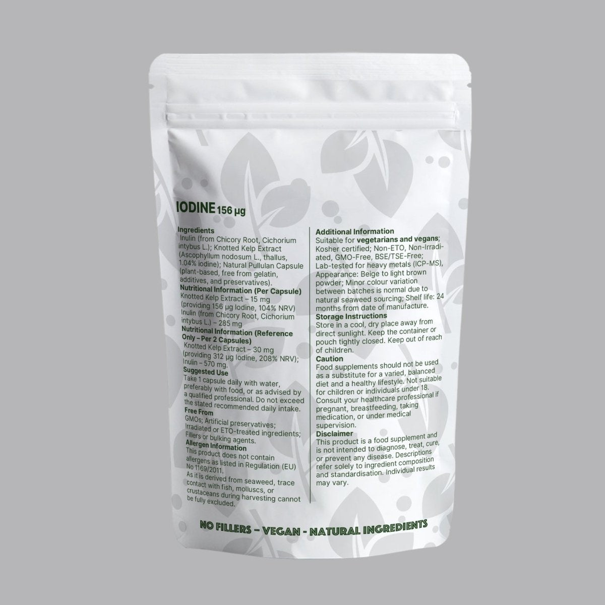 Iodine 156 µg (Knotted Kelp Seaweed) – Natural Vegan Food Supplement - nutrinature