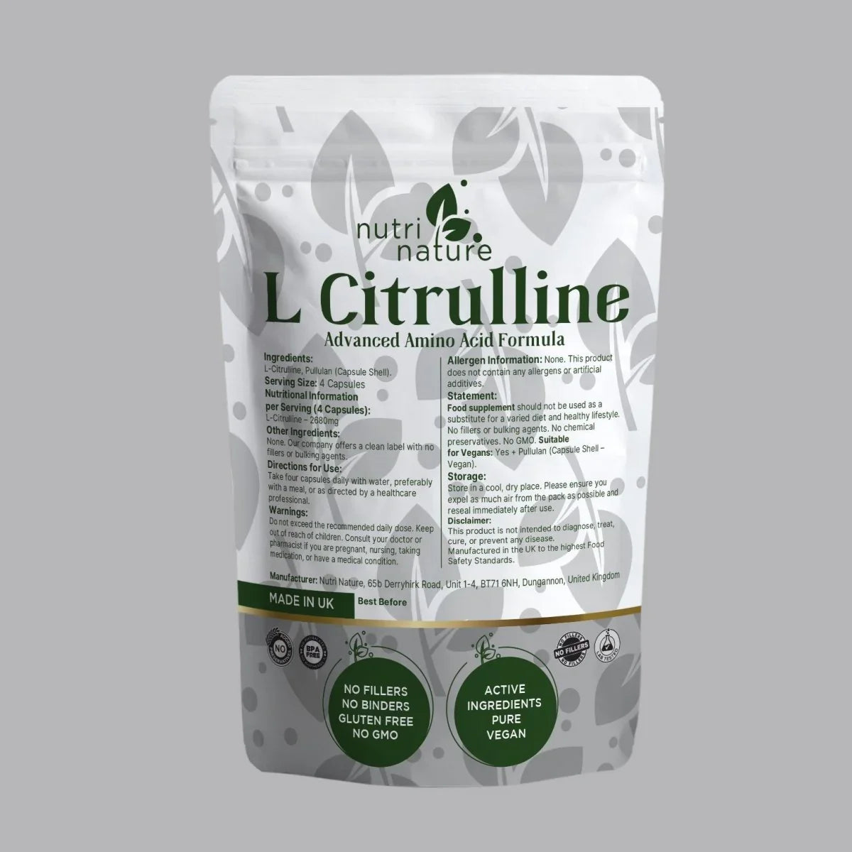 L Citrulline Clean Amino in Natural Capsules Form - nutrinature