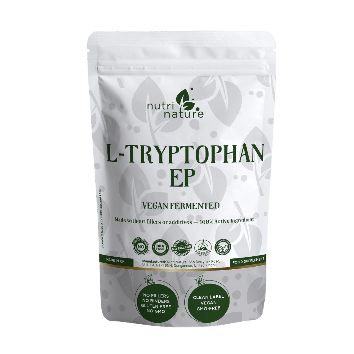 L - Tryptophan (EP, Vegan Fermented) – 400 mg - nutrinature